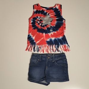 Girls 4th of July top and jean shorts.